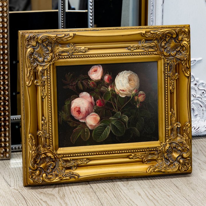 Репродукция картины Натюрморт с розой в раме золотого цвета - лучшие Картины в INMYROOM