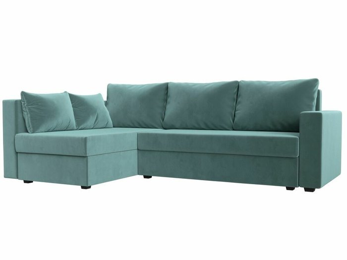 Угловой диван-кровать Мансберг бирюзового цвета левый угол