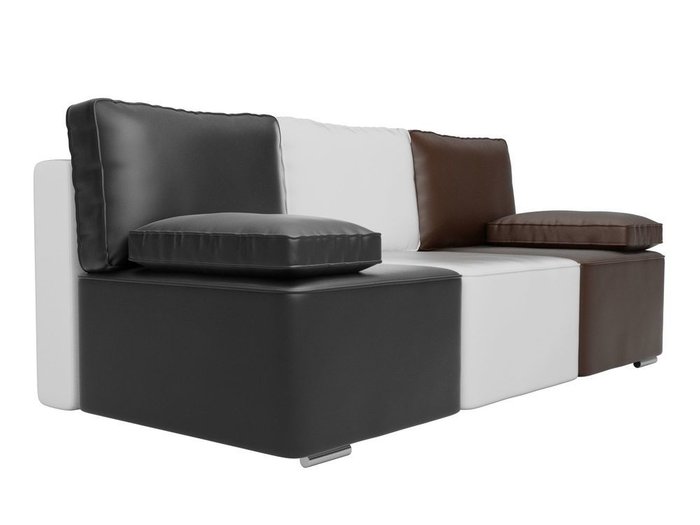 Прямой диван-кровать Радуга черно-бело-коричневого цвета (экокожа) - лучшие Прямые диваны в INMYROOM