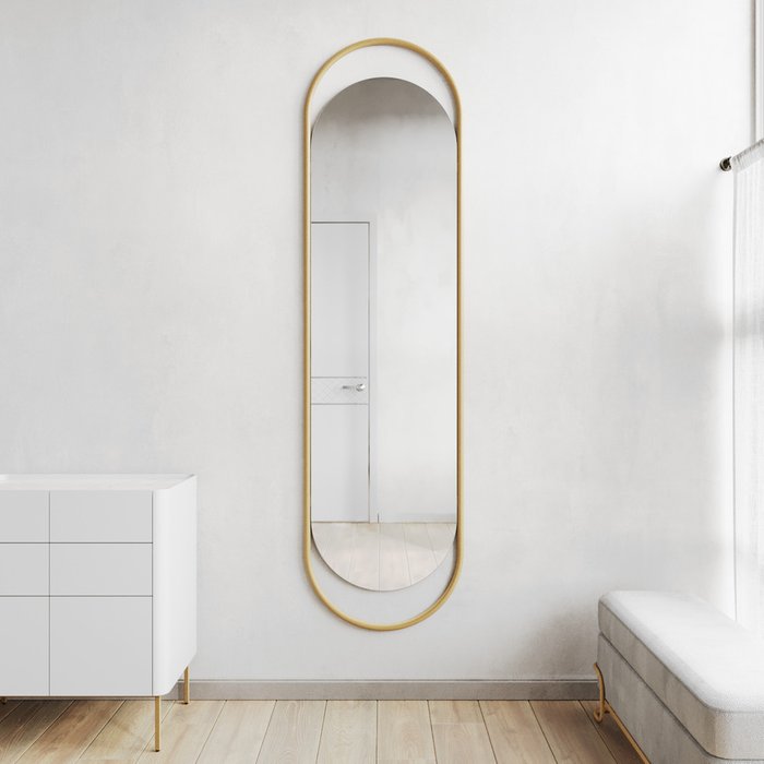 Дизайнерское настенное зеркало Evelix L в раме золотого цвета - купить Настенные зеркала по цене 17900.0