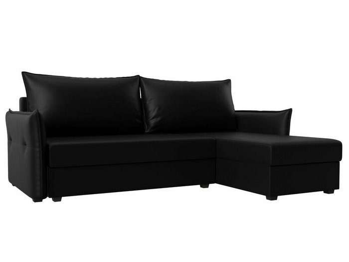 Угловой диван-кровать Лига 004 черного цвета угол правый (экокожа)