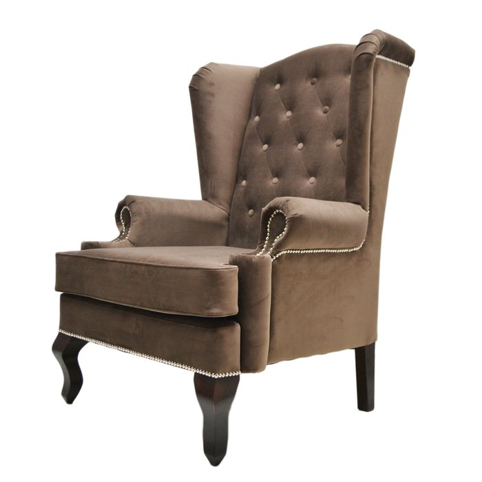 Каминное кресло с ушами серо-коричневого цвета - купить Интерьерные кресла по цене 61000.0