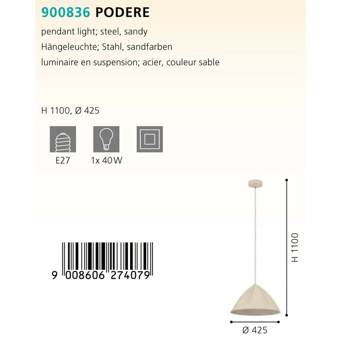 Люстра Eglo Podere 900836 - лучшие Подвесные светильники в INMYROOM