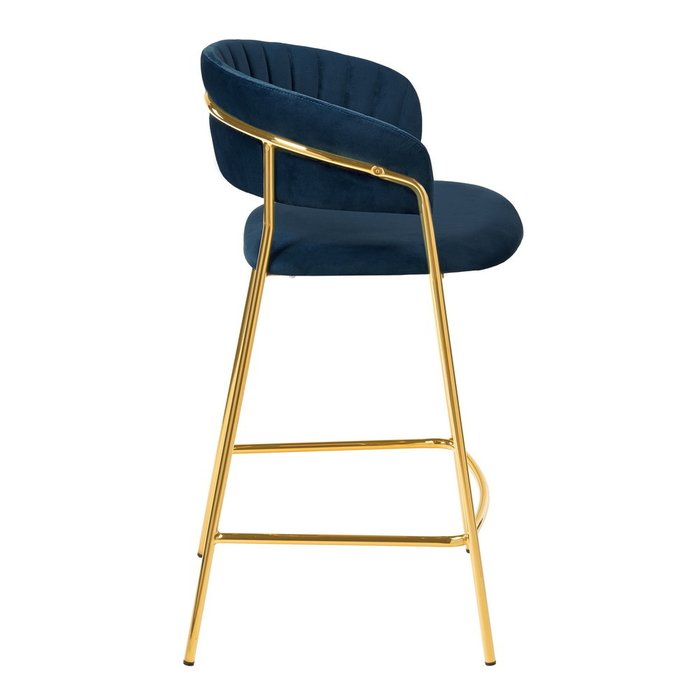 Полубарный стул Turin синего цвета с золотыми ножками - лучшие Барные стулья в INMYROOM