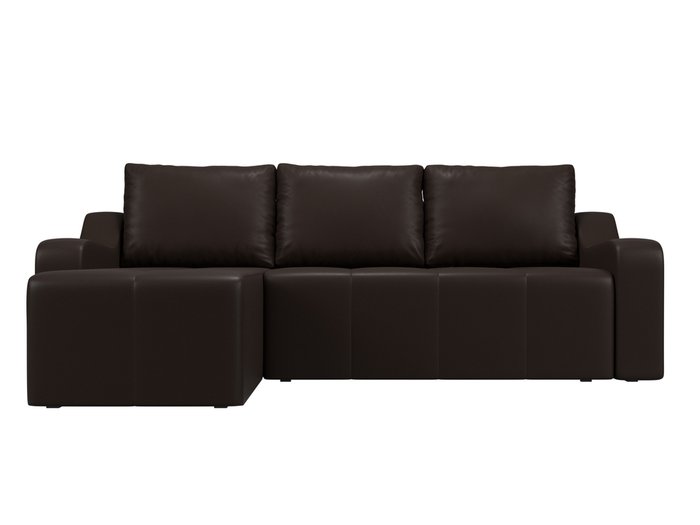 Угловой диван-кровать Элида коричневого цвета (экокожа) левый угол - купить Угловые диваны по цене 54999.0