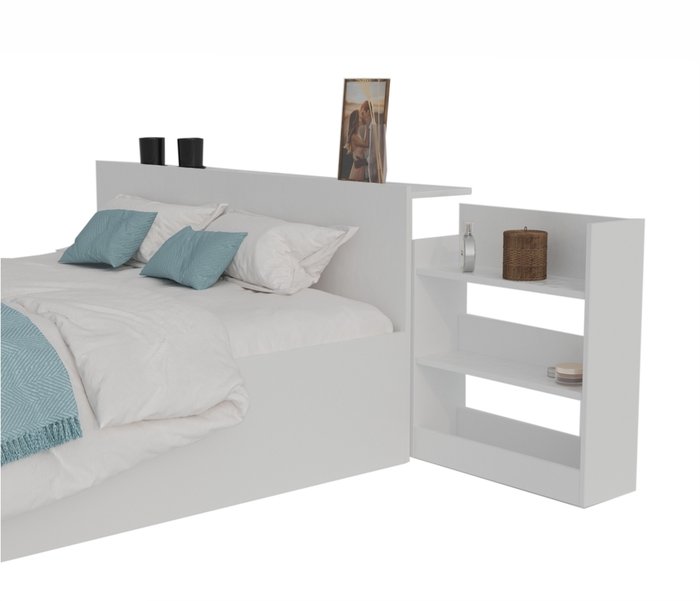 Комплект для сна Доминика 160х200 белого цвета с выдвижным блоком, ящиками и матрасом - купить Спальные гарнитуры по цене 30000.0