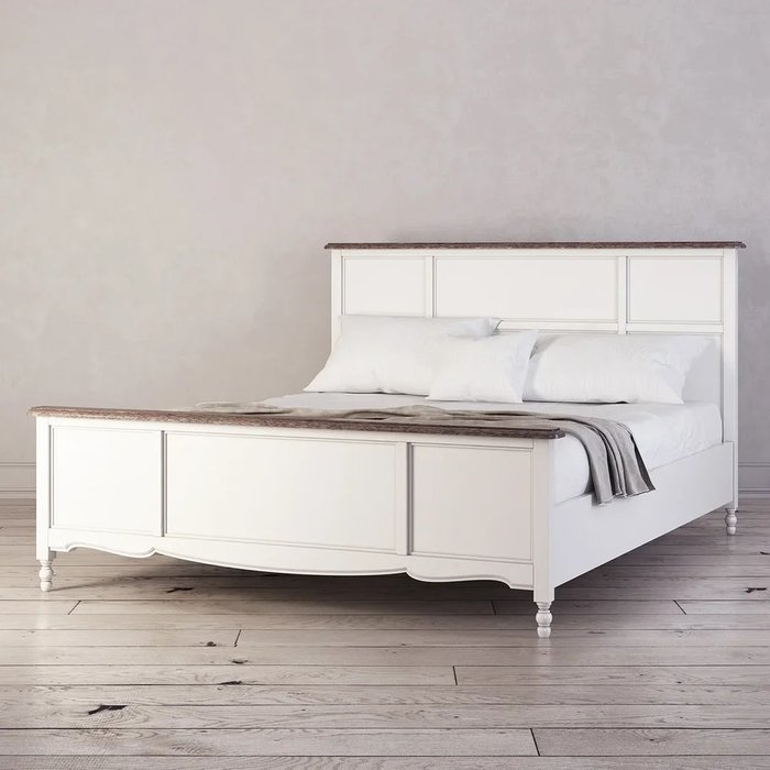 Кровать двуспальная Leblanc c изножьем белого цвета 160х200