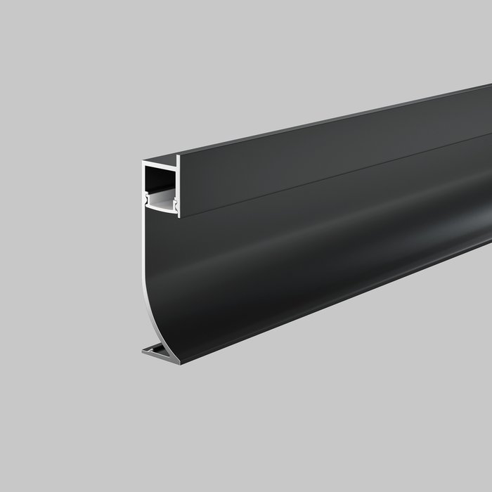 Алюминиевый профиль плинтус с подсветкой 5.3x1.4 черного цвета - купить Профили для светодиодных лент по цене 2590.0