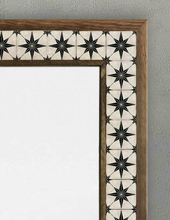 Настенное зеркало с каменной мозаикой 53x73 бело-коричневого цвета - купить Настенные зеркала по цене 27866.0