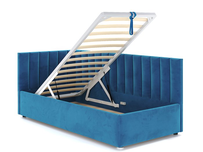 Кровать Negga Mellisa 120х200 синего цвета с подъемным механизмом левая - лучшие Кровати для спальни в INMYROOM