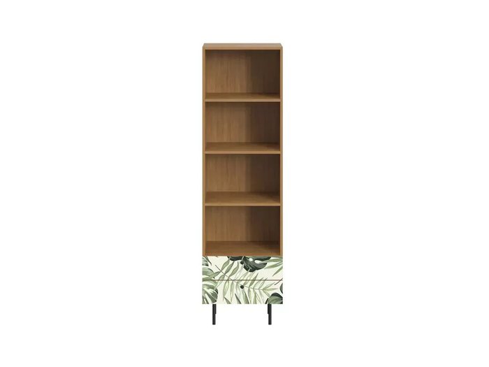 Книжный шкаф Frida с принтом Monstera и металлическими ножками - купить Книжные шкафы по цене 27900.0