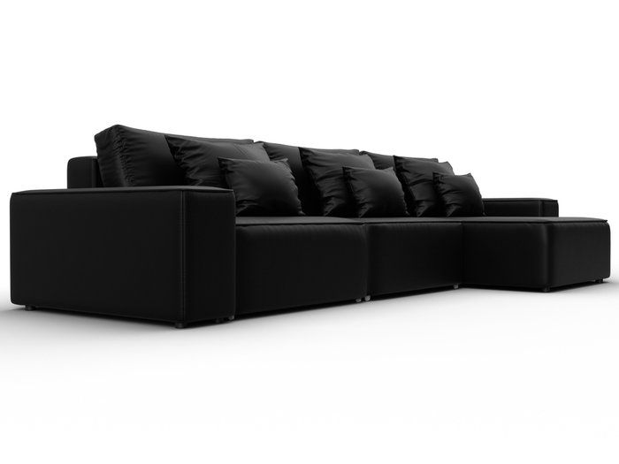 Угловой диван-кровать Лига-074 черного цвета (экокожа) - лучшие Угловые диваны в INMYROOM