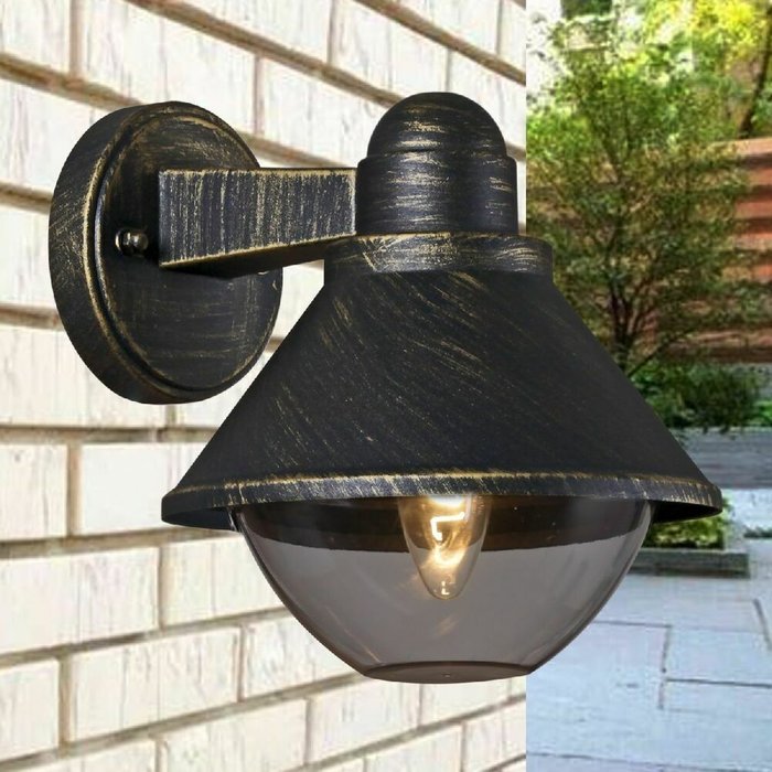 Уличный настенный светильник 08298-9.2-001SJ BKG черного цвета - лучшие Настенные уличные светильники в INMYROOM