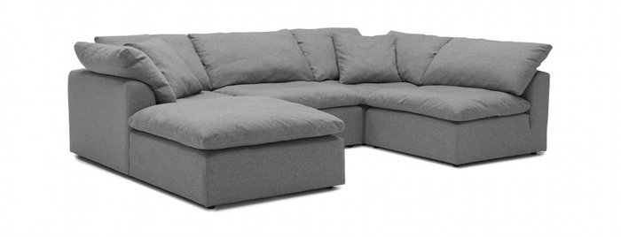 Модульный п-образный угловой диван серого цвета - купить Угловые диваны по цене 123500.0