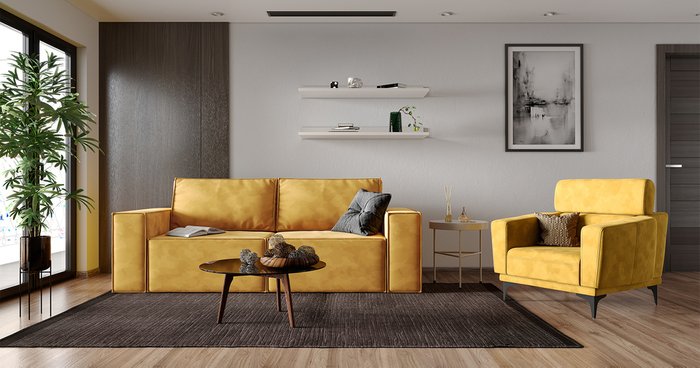 Диван-кровать Пола желтого цвета - лучшие Прямые диваны в INMYROOM