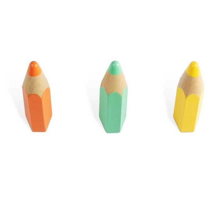 Набор из трех настенных вешалок Color Pencil из дерева и пластика - купить Крючки по цене 2730.0