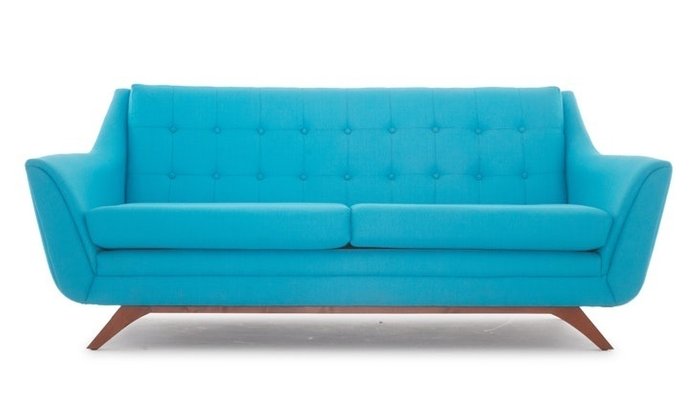 Прямой диван голубого цвета