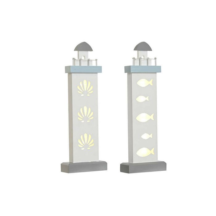 Декоративная фигура DKD Home Decor 14 x 5,5 x 40 cm Синий Белый маяк Спирали оболочка Средиземноморье (2 штук) - купить Фигуры и статуэтки по цене 4006.0