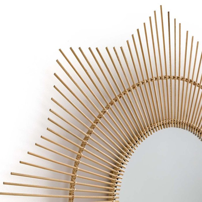 Зеркало настенное из бамбука в форме солнца Nogu бежевого цвета - купить Настенные зеркала по цене 7068.0