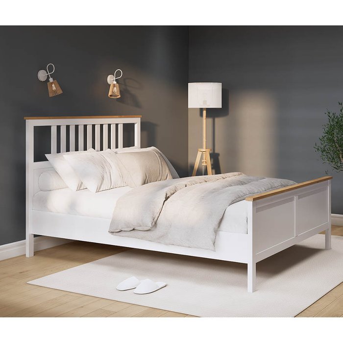 Кровать Кымор 160х200 белого цвета без подъемного механизма - купить Кровати для спальни по цене 39990.0