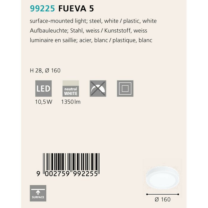 Светильник точечный Fueva белого цвета - купить Потолочные светильники по цене 2090.0