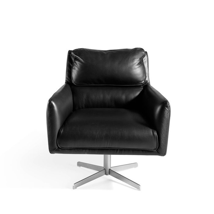 Кожаное поворотное кресло черного цвета - купить Интерьерные кресла по цене 166990.0