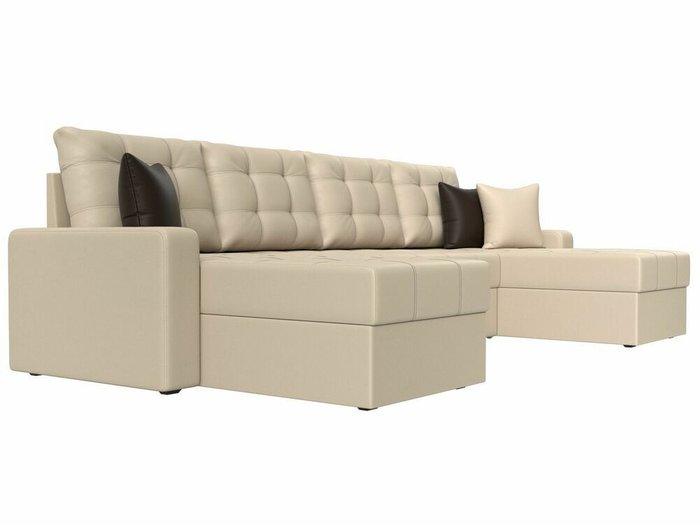 Угловой диван-кровать Ливерпуль бежевого цвета (экокожа) - лучшие Угловые диваны в INMYROOM
