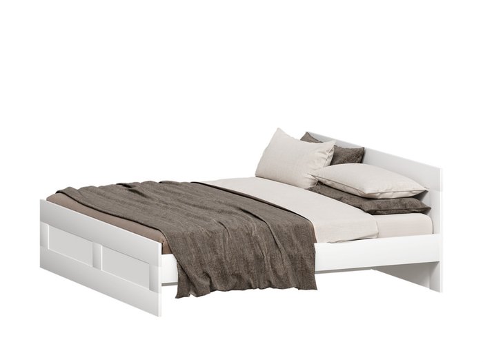 Кровать двухспальная с ортопедическим основанием Сириус 200х200 белого цвета - купить Кровати для спальни по цене 18999