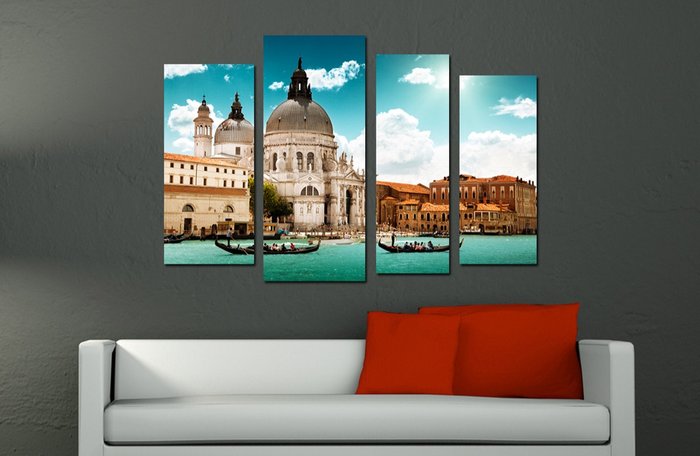 Дизайнерская модульная картина "Итальянский город" - купить Принты по цене 3490.0