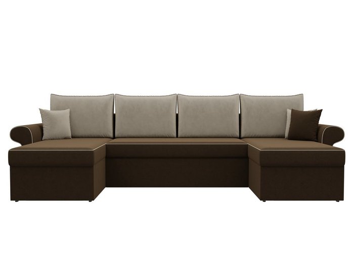 Угловой диван-кровать Милфорд бежево-коричневого цвета - купить Угловые диваны по цене 73990.0