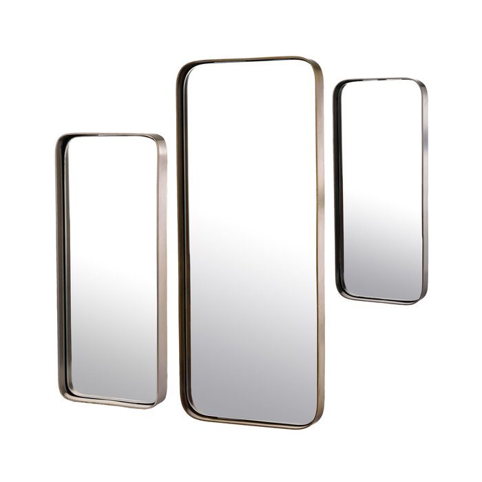 Набор из трех зеркал Edge rectangles в раме серебристо-серого цвета