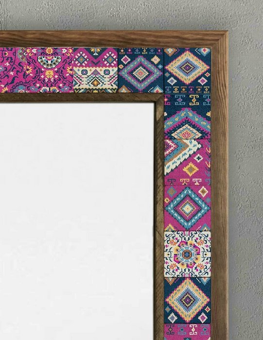 Настенное зеркало 53x73 с каменной мозаикой сине-розового цвета - купить Настенные зеркала по цене 27866.0