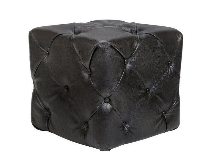 Пуф Amrit black leather черного цвета