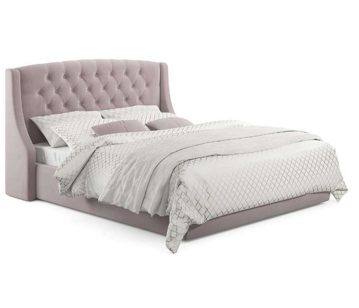 Кровать Stefani 160х200 розового цвета с подъемным механизмом и матрасом