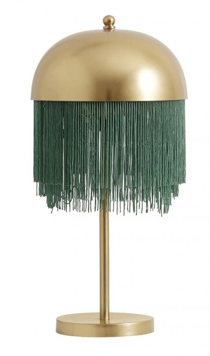 Настольная лампа с зеленой бахромой