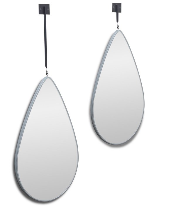 Настенное зеркало Droppe L в раме серебряного цвета - лучшие Настенные зеркала в INMYROOM