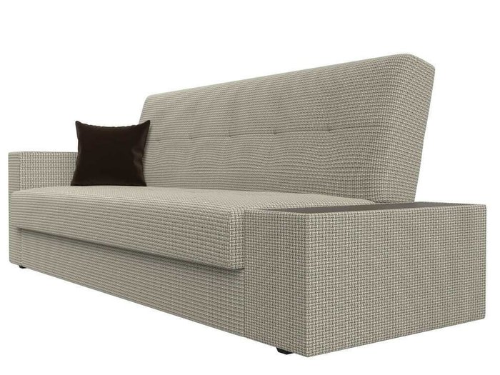 Диван-кровать Лига 020 бежево-серого цвета со столиком справа (рогожка) - лучшие Прямые диваны в INMYROOM