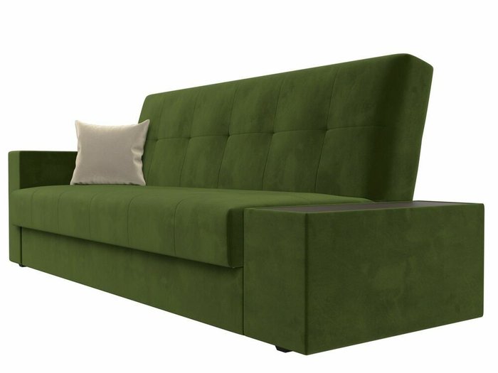 Диван-кровать Лига 020 зеленого цвета со столиком справа  - лучшие Прямые диваны в INMYROOM