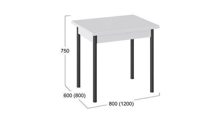 Обеденный стол Родос белого цвета на черных ножках - купить Обеденные столы по цене 6299.0