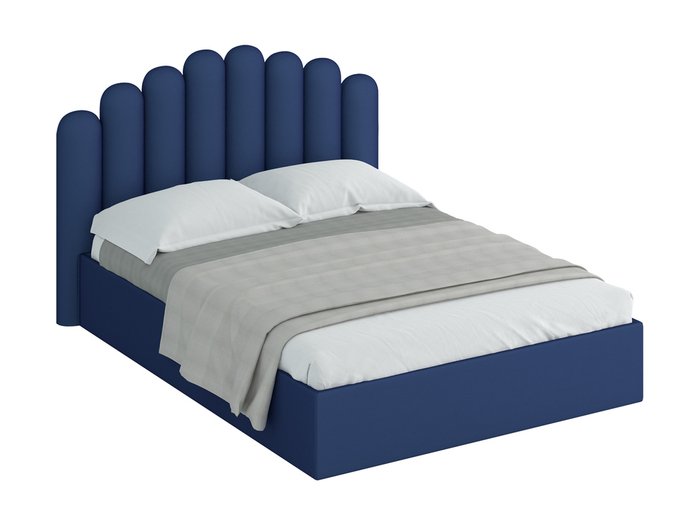 Кровать Queen Sharlotta синего цвета 160х200 с подъемным механизмом