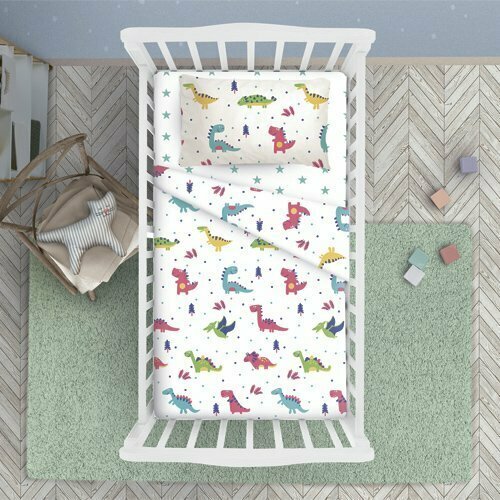 КПБ 'BabyRelax' в кроватку, 100 % хлопок, бязь, пододеяльник на молнии, простыня на резинке, 'Дракончики'