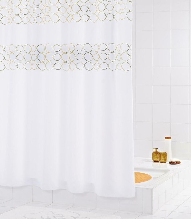 Штора для ванных комнат Paillette белый/золотой - купить Шторки для душа по цене 5168.0