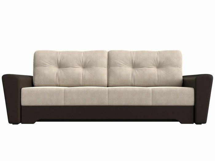 Диван-кровать Амстердам коричнево-бежевого цвета (экокожа/ткань) - купить Прямые диваны по цене 38999.0