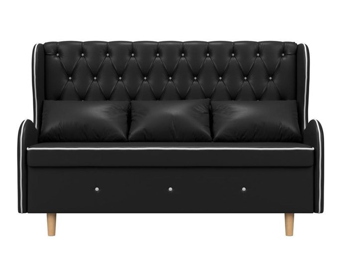 Диван Сэймон Люкс черного цвета (экокожа) - купить Прямые диваны по цене 35990.0