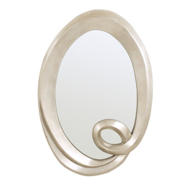 Настенное зеркало Oval в раме серебристого цвета