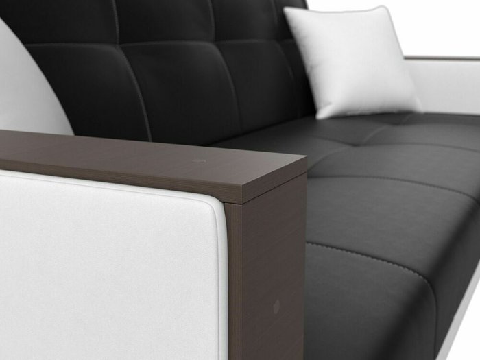 Прямой диван-кровать Валенсия черно-белого цвета (экокожа) - лучшие Прямые диваны в INMYROOM