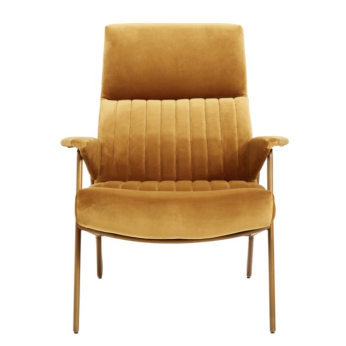 Кресло Ibex с велюровой обивкой горчичного цвета