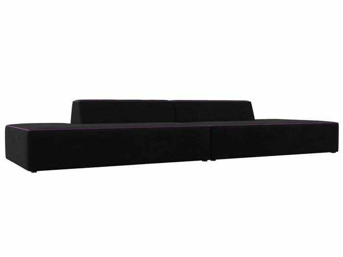 Прямой модульный диван Монс Лофт черного цвета с фиолетовым кантом