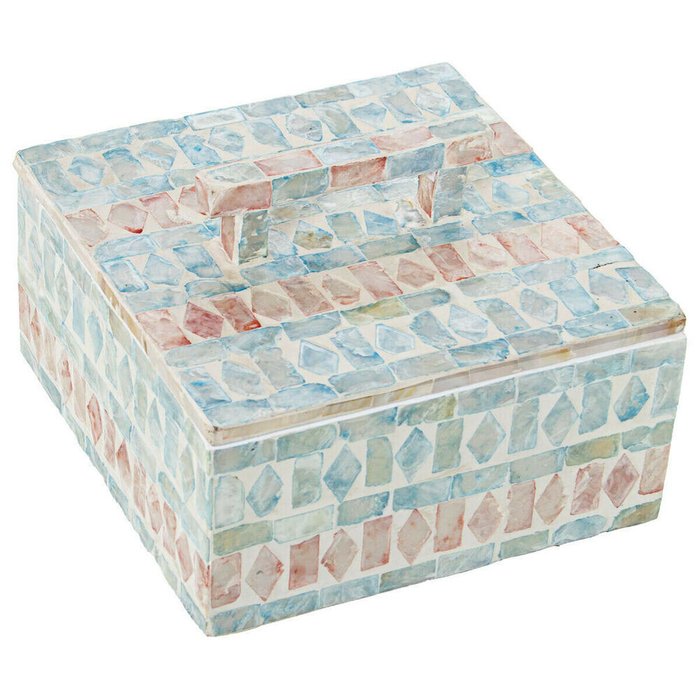 Шкатулка Разноцветный ротанг Перламутр 16 x 7 x 16 cm