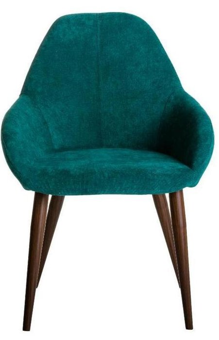 Стул Kent изумрудного цвета с коричневыми ножками - лучшие Обеденные стулья в INMYROOM
